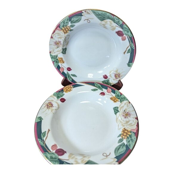 Vintage 1998 Tienshan Fine China Magnolia Soup Cereal Bowls - Set Of 4 - Picture 4 of 6